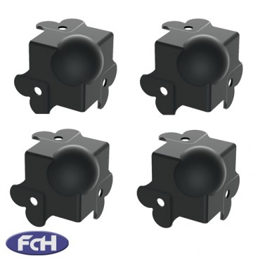 Medium Black Plated Cranked Ball Corners with 22mm Offset - 46mm x 46mm - Pack of 4